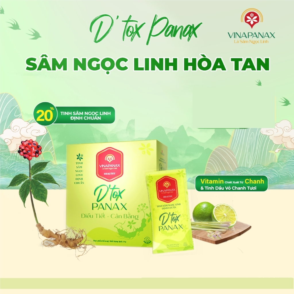 Sâm Ngọc Linh D'tox Panax (Hộp 15 gói x 10g)