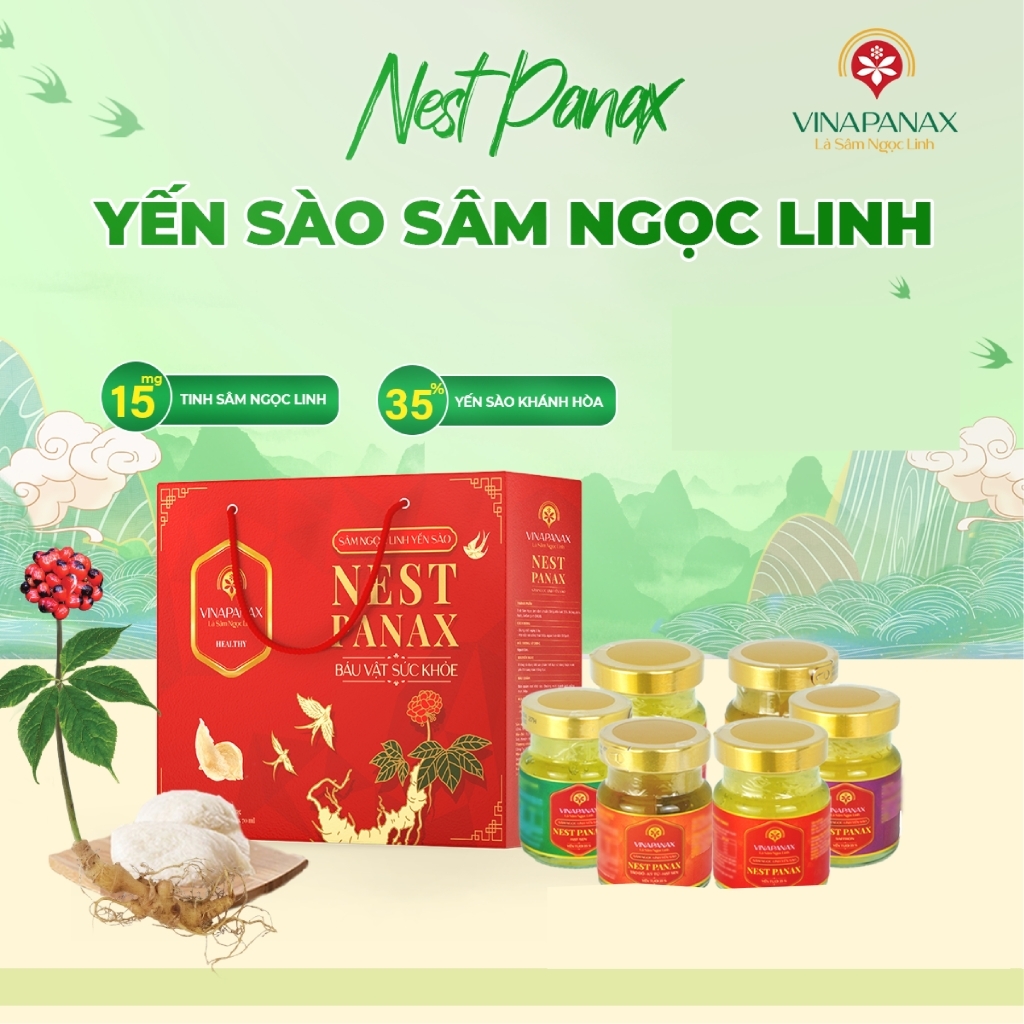 Hộp Quà Tặng 6 Hũ Yến Sào Sâm Ngọc Linh Nest Panax (hộp 6 hũ x 70ml )