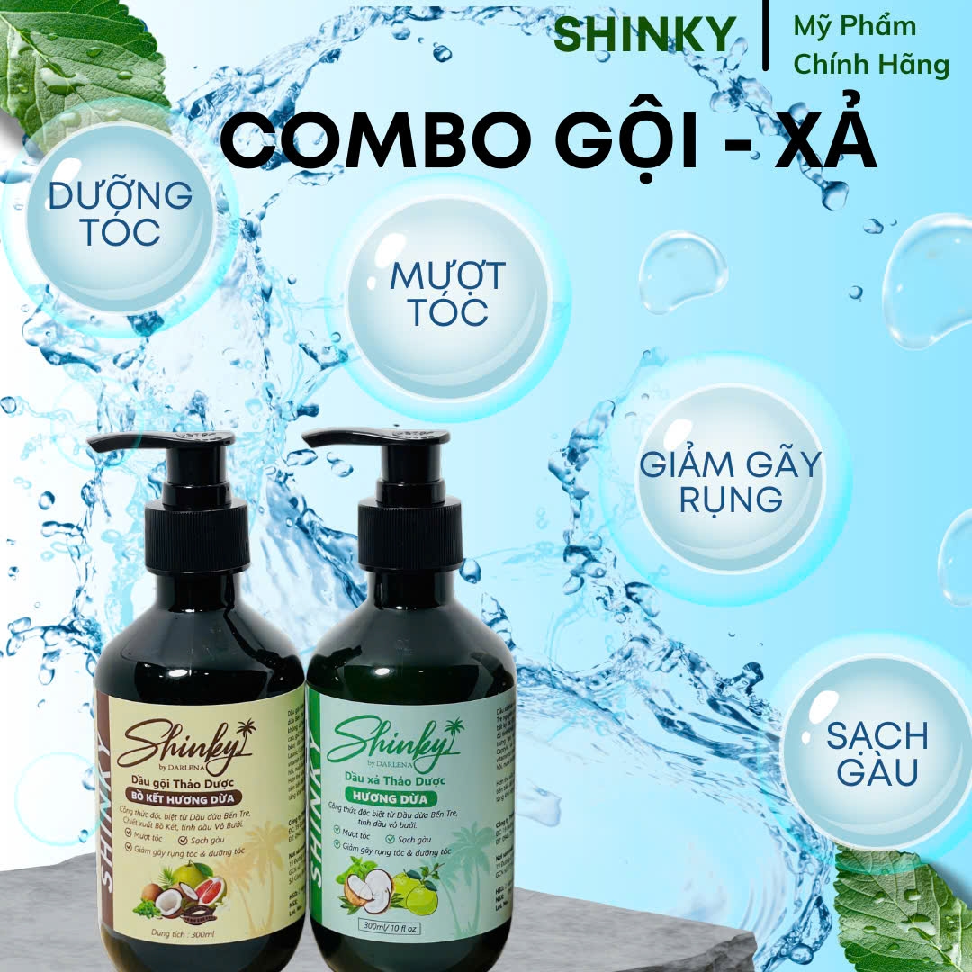 COMBO DẦU GỘI + DẦU XẢ THẢO DƯỢC HƯƠNG DỪA 300ml - SẠCH GÀU, MƯỢT TÓC, GIẢM RỤNG TÓC VÀ DƯỠNG TÓC CHẮC KHOẺ