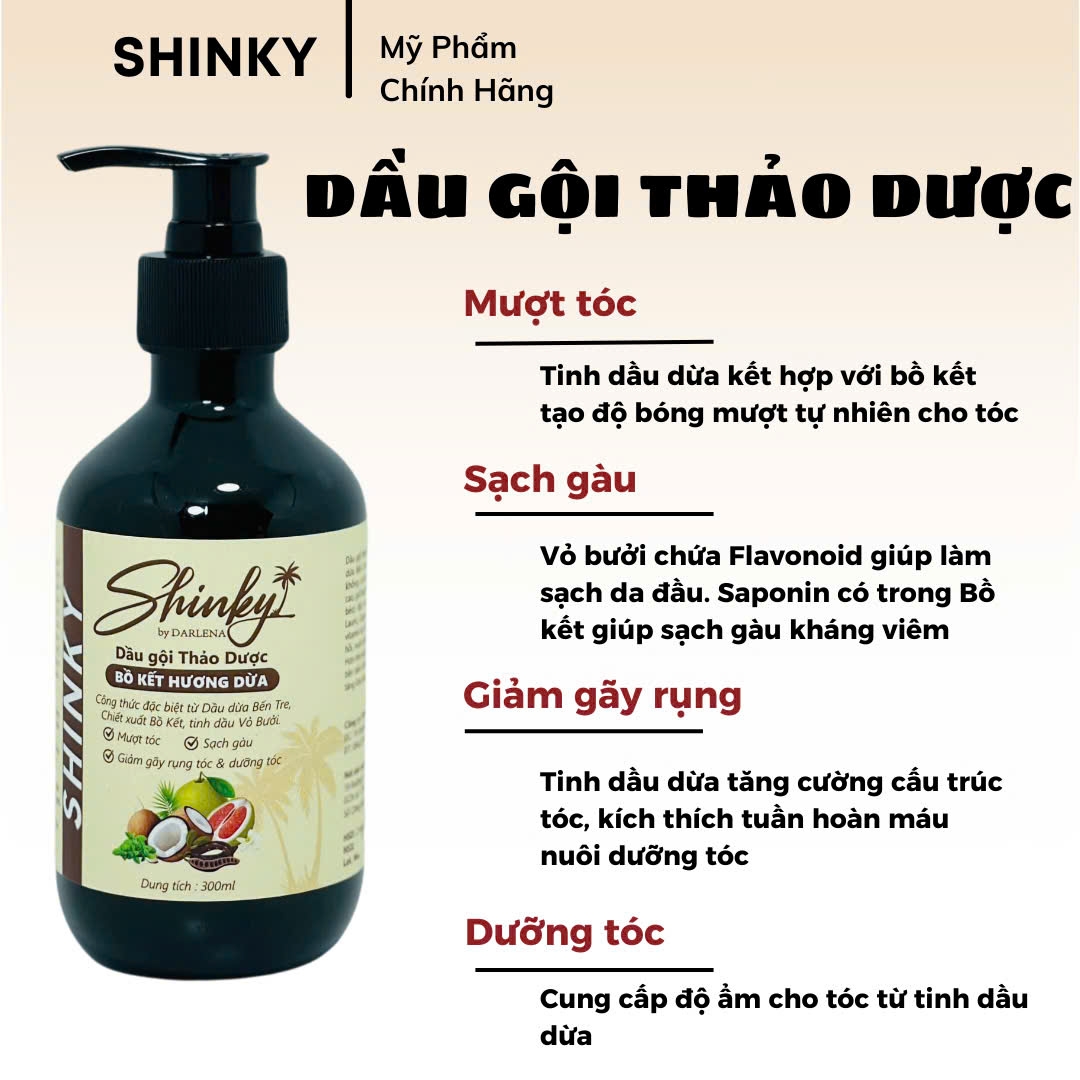 DẦU GỘI THẢO DƯỢC BỒ KẾT HƯƠNG DỪA 300ml - MƯỢT TÓC, SẠCH GÀU, GIẢM RỤNG VÀ DƯỠNG TÓC CHẮC KHOẺ