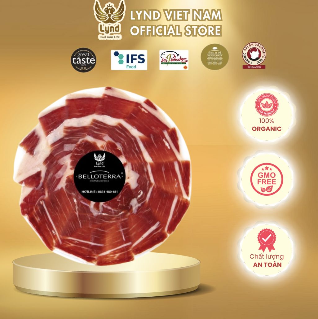 Thịt heo muối Iberico LYND đùi sau cắt lát Tây Ban Nha 80g_SLICED ACORN FED IBERICO HAM