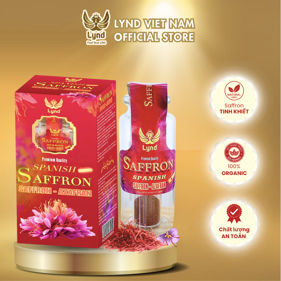 BỘT Saffron nhụy hoa nghệ tây La Mancha Lynd loại thượng hạng- Lọ 1g bột, xuất xứ Tây Ban Nha