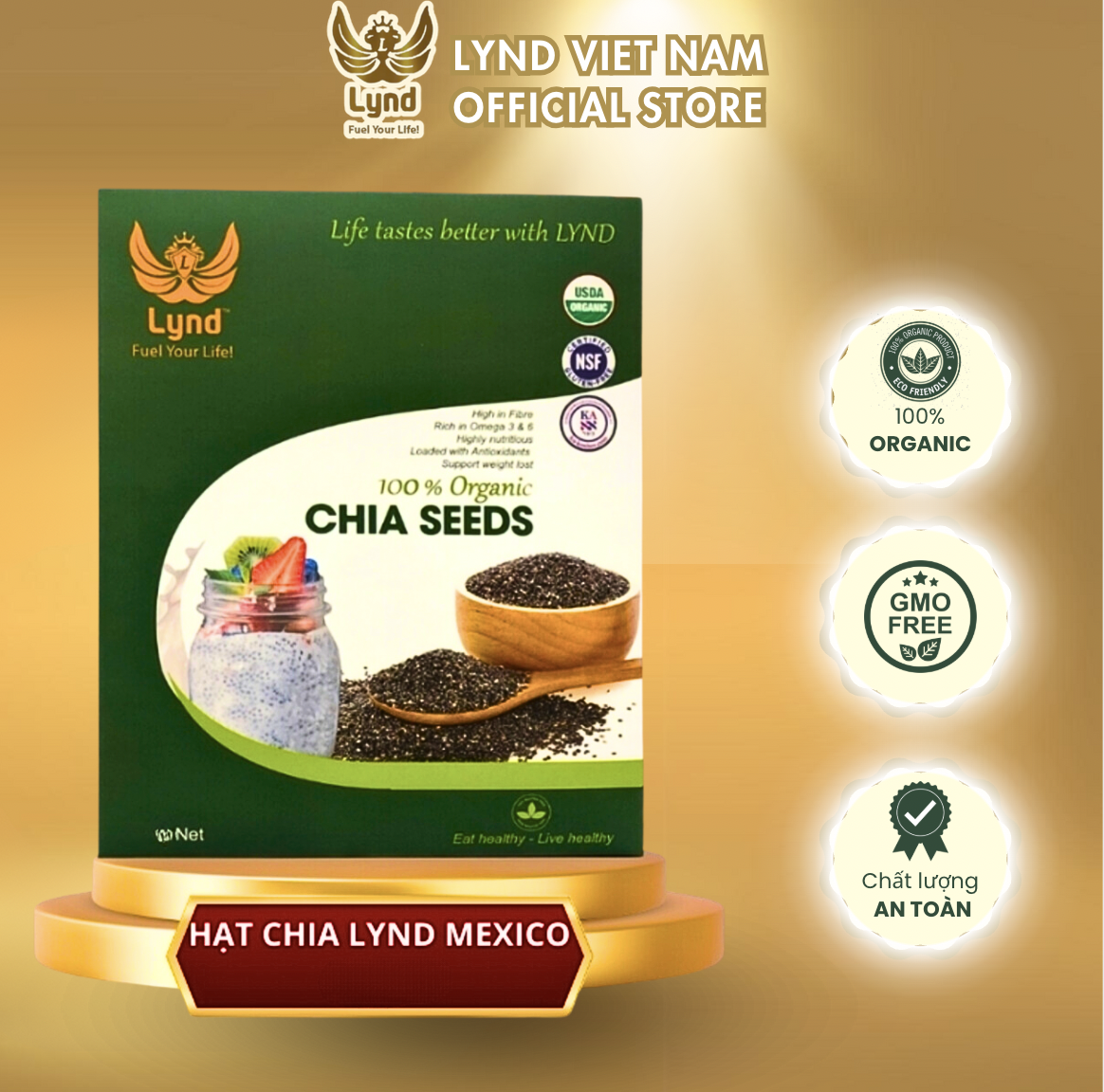 Hạt chia đen LYND 100% organic nhập khẩu Mexico - 900g