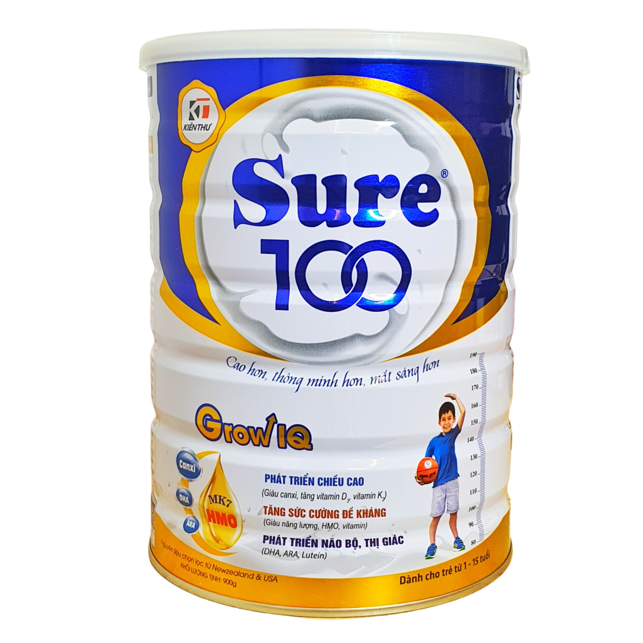 Sữa Sure 100 Grow IQ – Cao hơn, thông minh hơn, mắt sáng hơn (Hộp/900g)