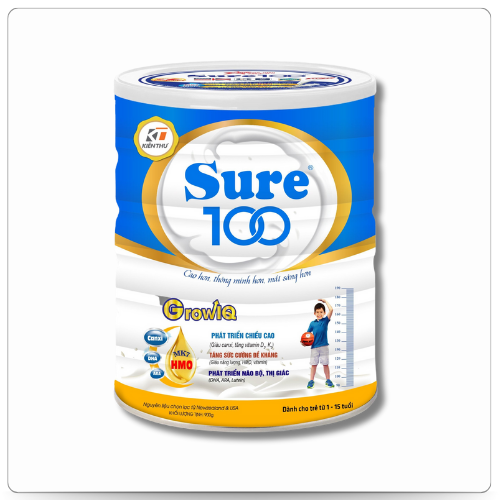 Sữa Sure 100 - Grow IQ T/12 lon 900g (1-15 tuổi)