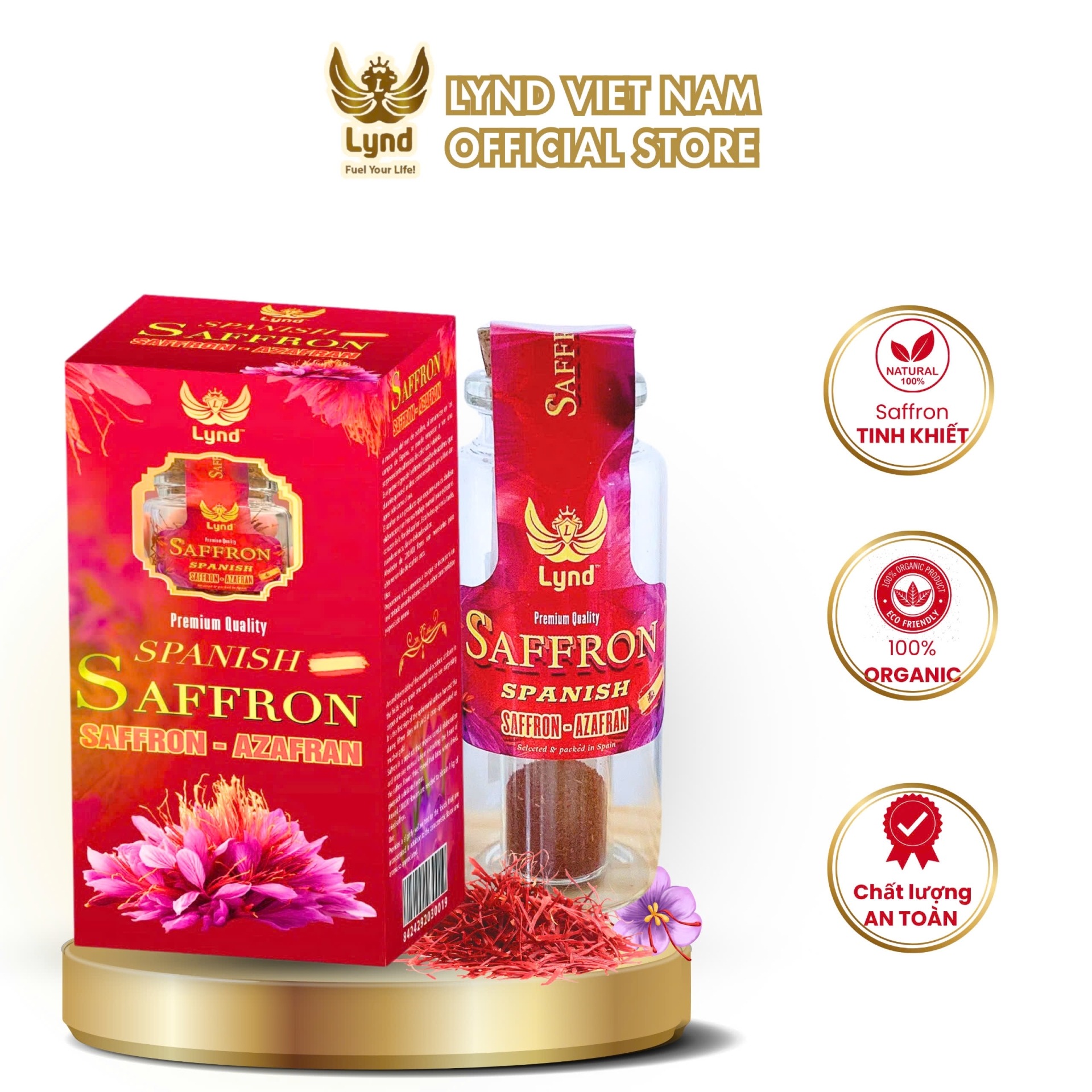 BỘT Saffron nhụy hoa nghệ tây La Mancha Lynd loại thượng hạng- Lọ 1g bột, xuất xứ Tây Ban Nha