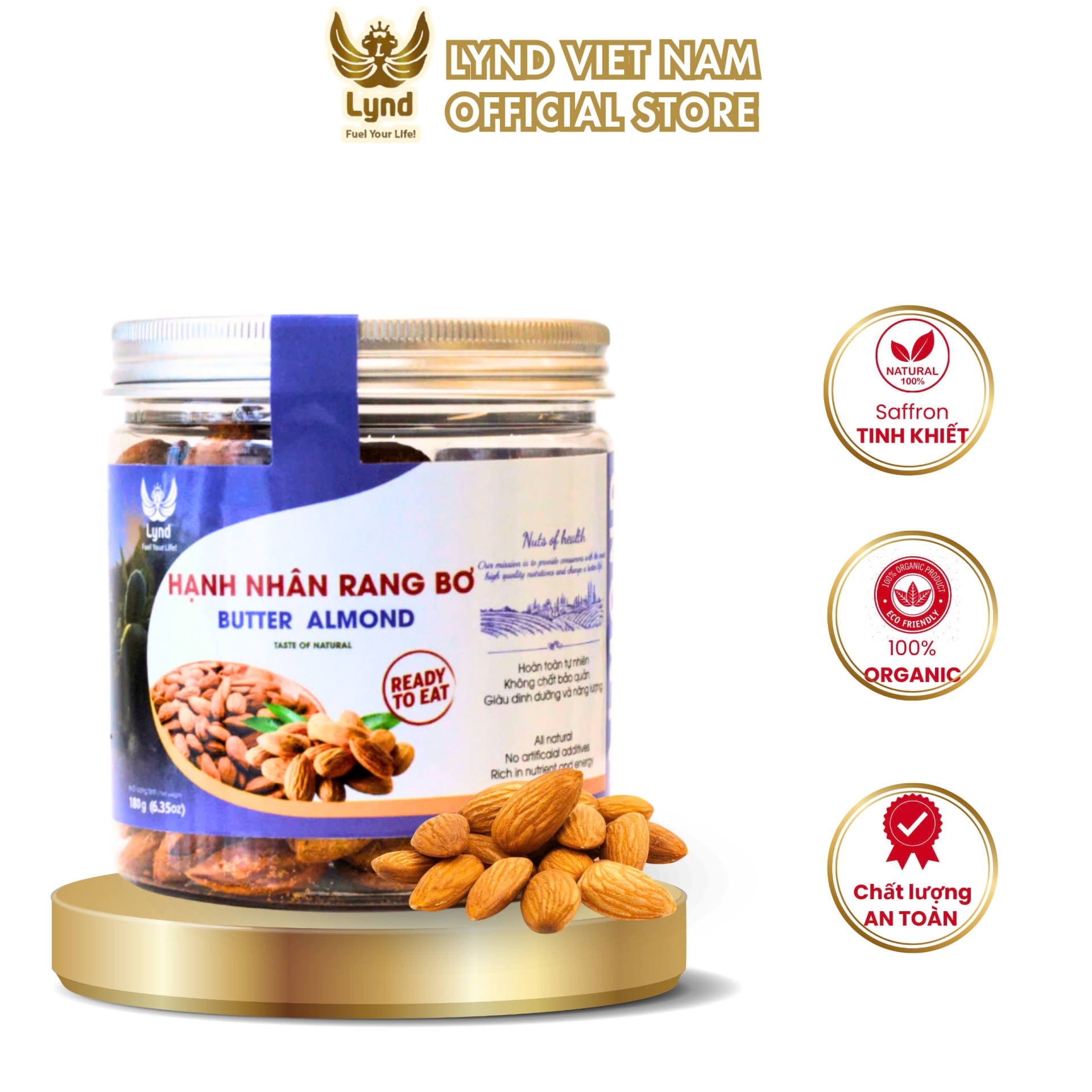 Hạt hạnh nhân rang bơ LYND 180g