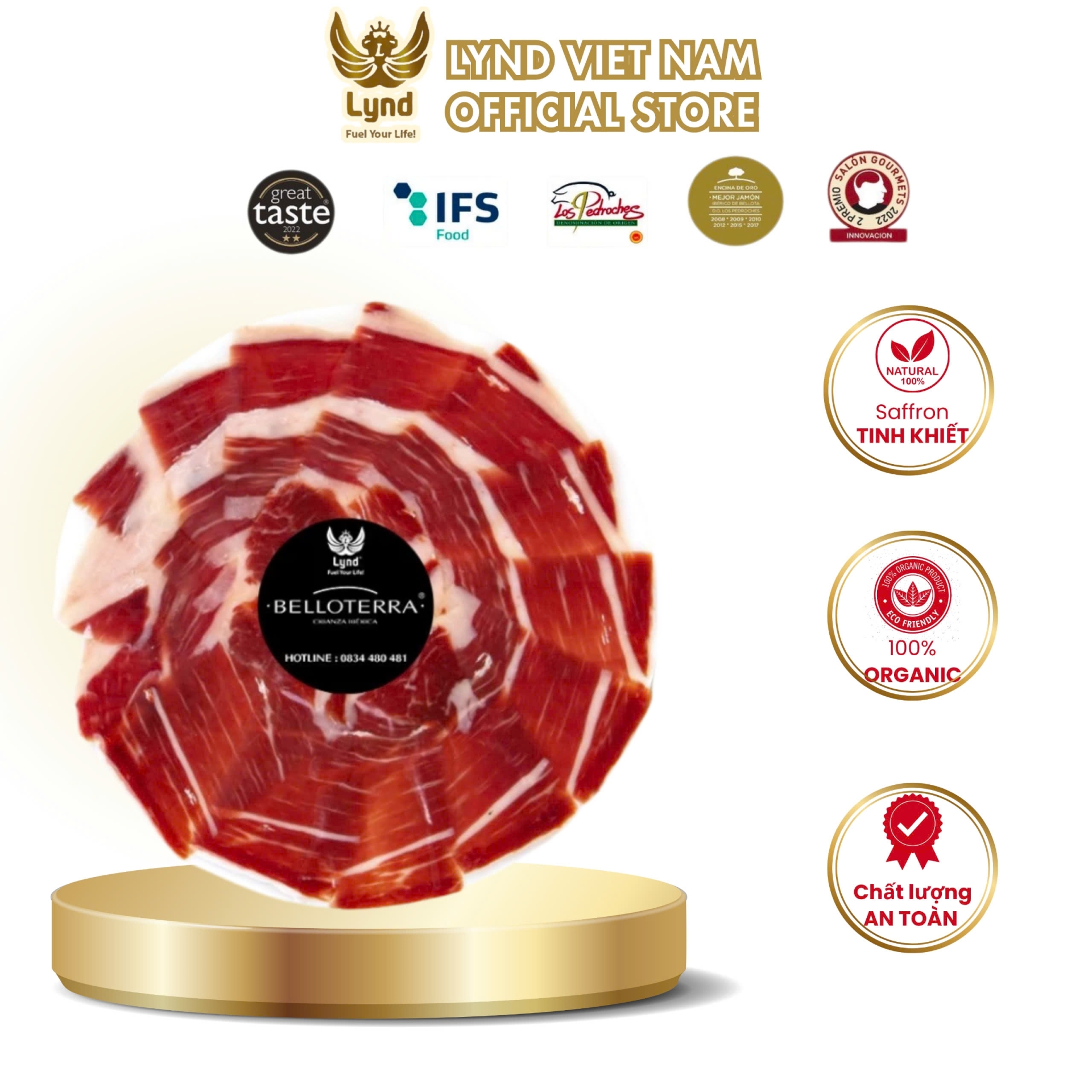 Thịt heo muối Iberico LYND đùi sau cắt lát Tây Ban Nha 80g_SLICED ACORN FED IBERICO HAM