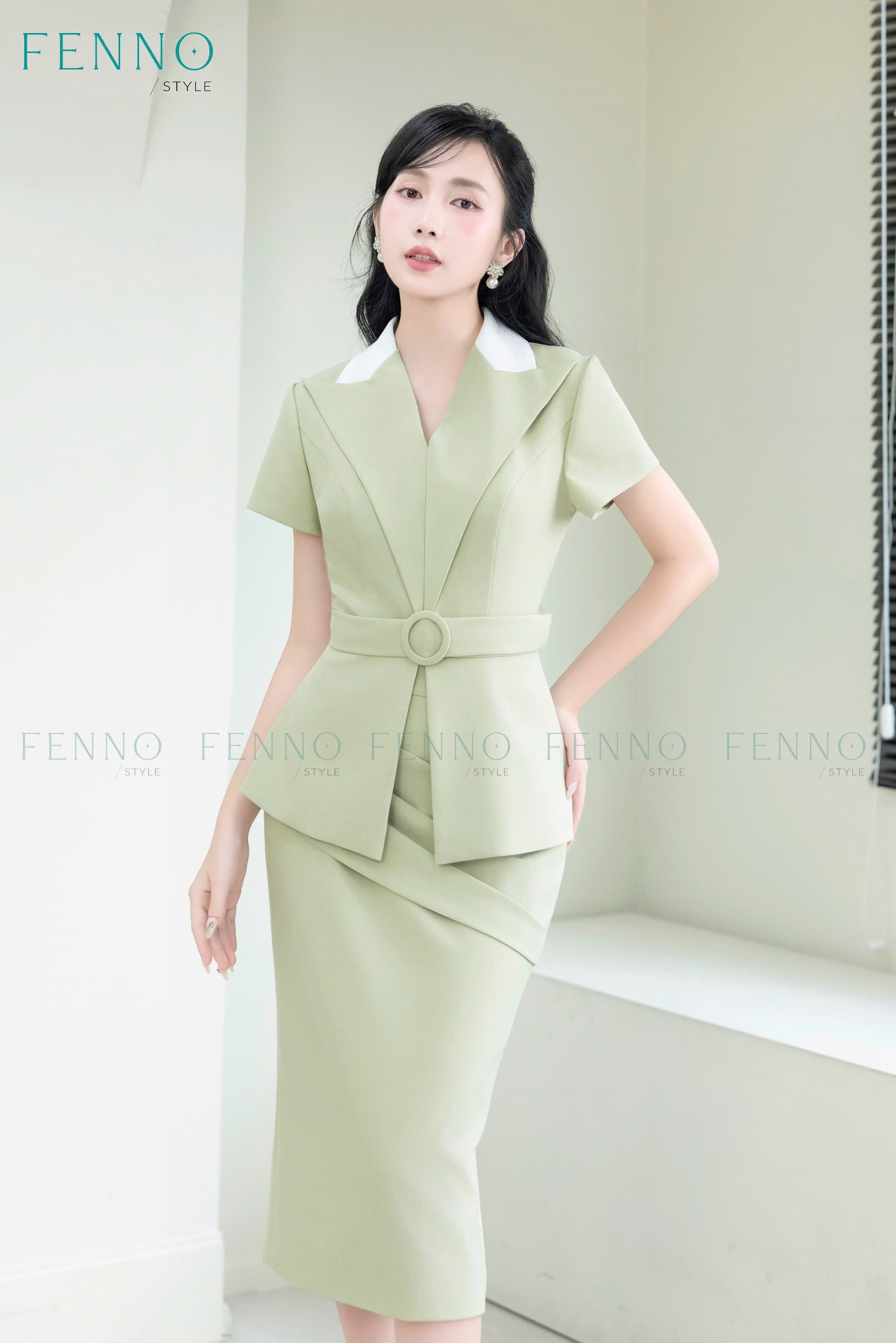 FN45 - Hebe áo vest cổ trắng - Xanh mint