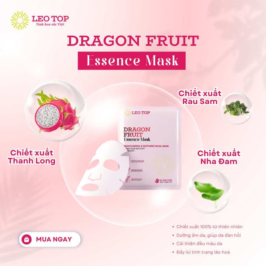 Mặt Nạ Dưỡng Da Cao Cấp Dragon Fruit Essence Mask (HỘP 5 MIẾNG)