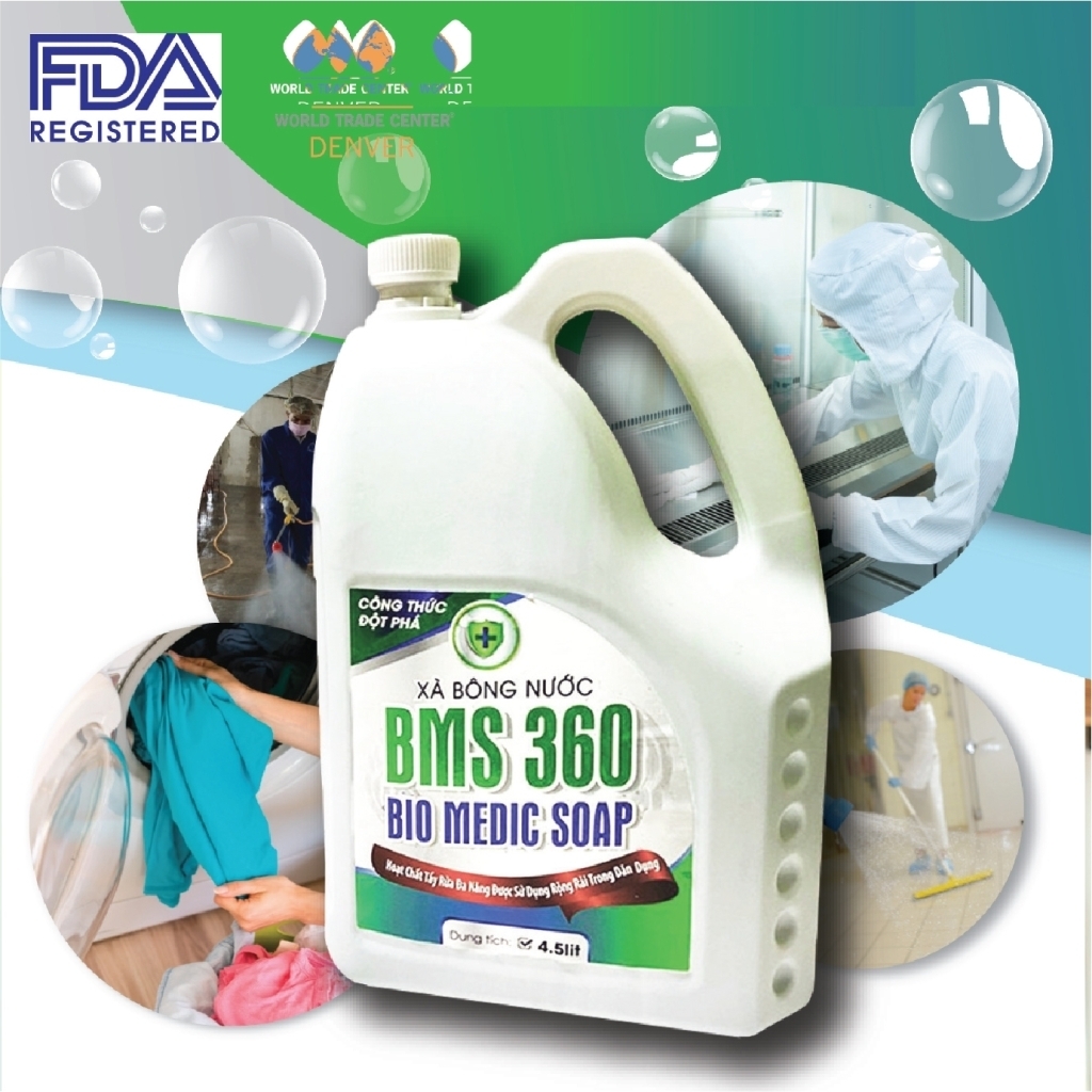 Combo 2 chai XÀ BÔNG NƯỚC ĐA NĂNG BMS 360 (BIO MEDIC SOAP) 4500ml