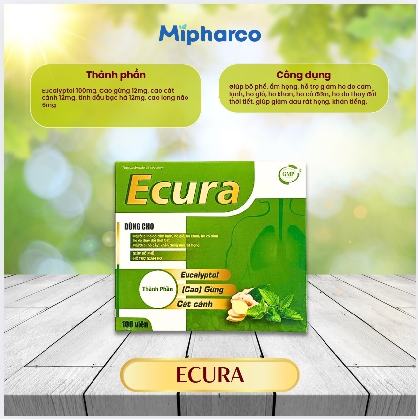 Combo 2 hộp Viên uống thảo dược giảm ho Ecura