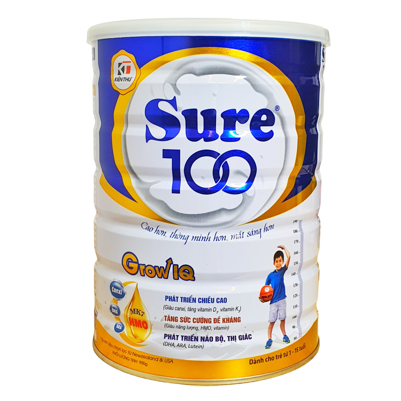 Combo 2 hộp Sữa Sure 100 Grow IQ – Cao hơn, thông minh hơn, mắt sáng hơn (Hộp/900g)