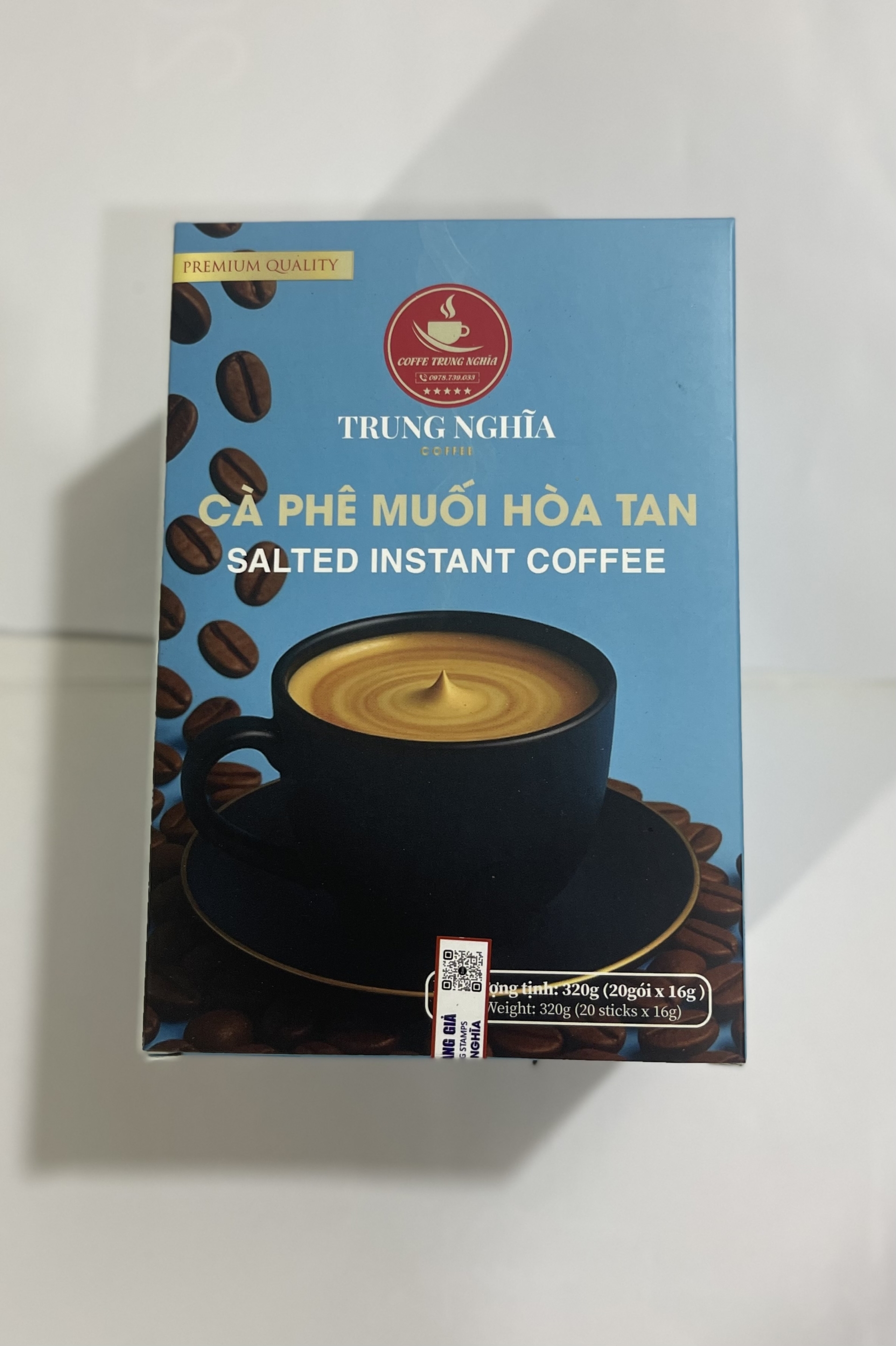 Cà phê hòa tan muối hộp 20 gói 16 g